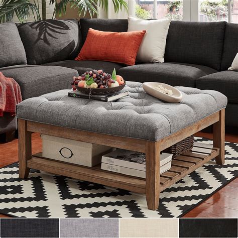 Fabric Coffee Table With Storage 36 Top Brown Leather Ottoman Coffee