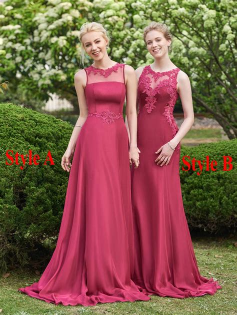 There are a number of things that a bride needs to take into consideration when it comes to deciding on her own hairstyle for the wedding and that goes the same for her bridesmaid hairstyles. Two Styles Burgundy Bridesmaid Dress 2016 Sheer Neck Chiffon Maid Of Honor Hollow Back Plus Size ...