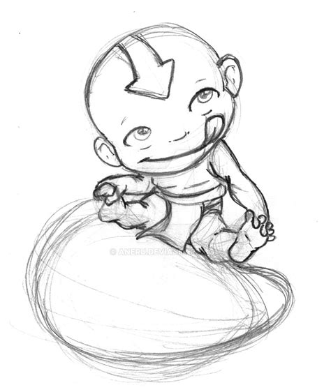 Baby Aang Sketch By Aneru On Deviantart