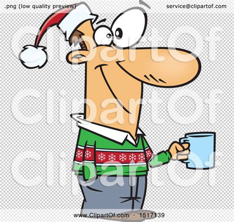 Santa Drinking Coffee Clipart No Background