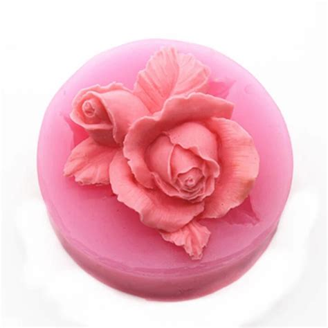 molde de silicona con flor de rosa 3d para decoración herramienta para hornear fondant jabón