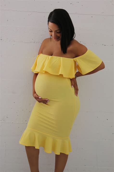 Yellow Maternity Dress Long References PrestaStyle