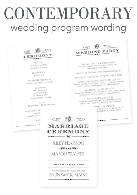 Wedding Ceremony Programs Wording Examples