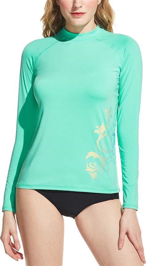 Amazon Com Tsla Women S Upf Rash Guard Long Sleeve Uv Sun Protection Swim Shirts Water