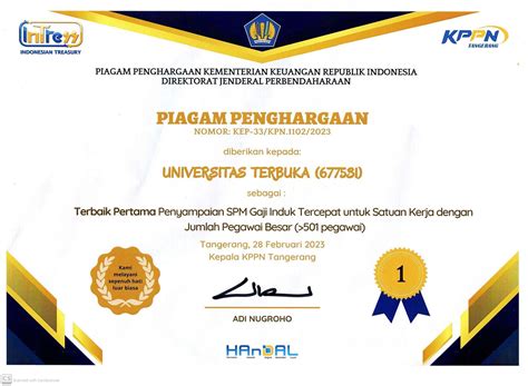 Raih Penghargaan, UT Konsisten pada Pengelolaan Keuangan Terbaik