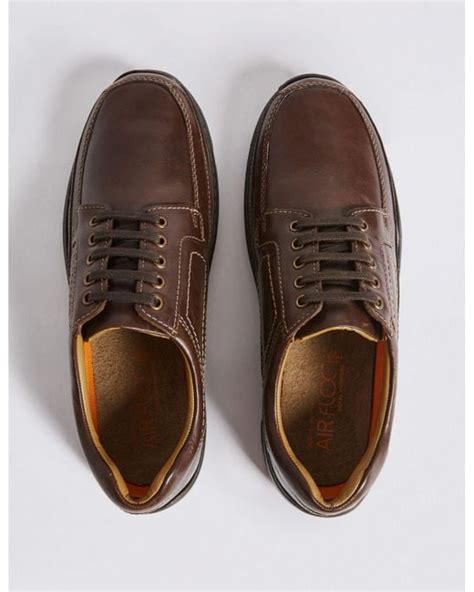 Marks Spencer Extra Wide Fit Leather Shoes With Airflextm In Dark