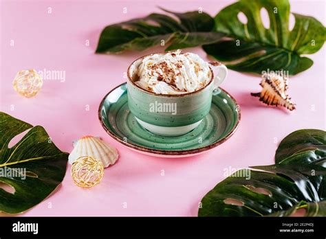 Cappuccino With Whipped Cream In A Cup Stock Photo Alamy