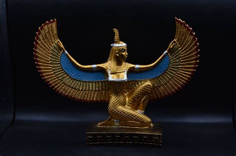 egyptian goddess maat open wings large statue 2 style gold blue gold black made in egypt