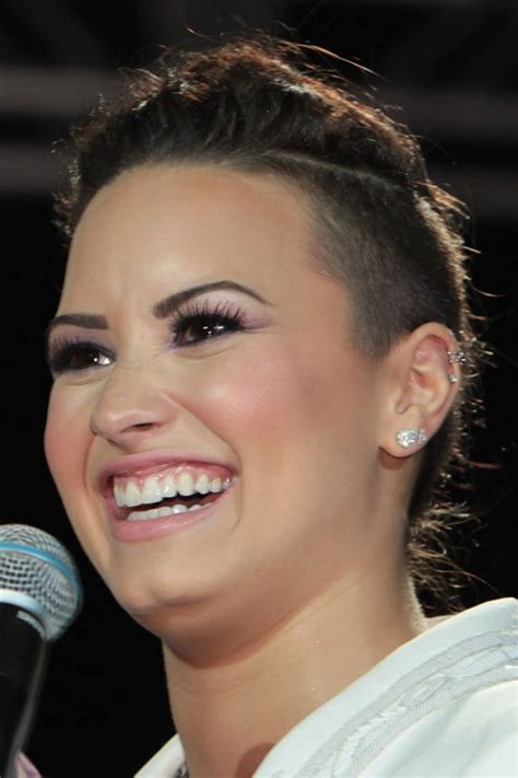 Demi Lovato Straight Medium Brown Mohawk Sidecut Hairstyle Steal Her