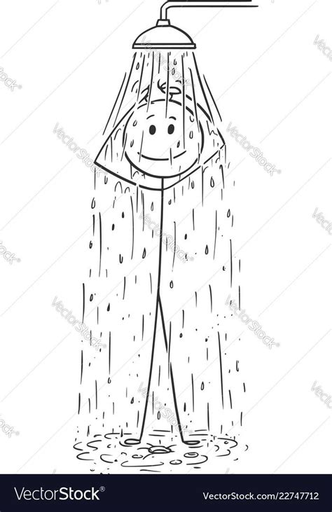 Cartoon Of Man Taking A Shower Vector Image On Vectorstock Stick Men