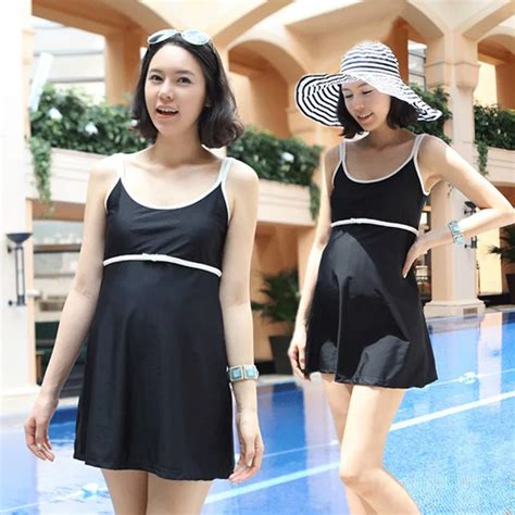 2018 One Piece Maternity Swimwear With Pad Solid Polyester Lining Pregnant Women Bikini Swimsuit