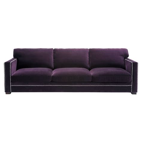 45 Seater Velvet Sofa In Aubergine Dandy Maisons Du Monde