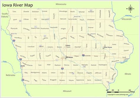 Iowa River Map Check List Of Rivers Lakes And Water Resources Of
