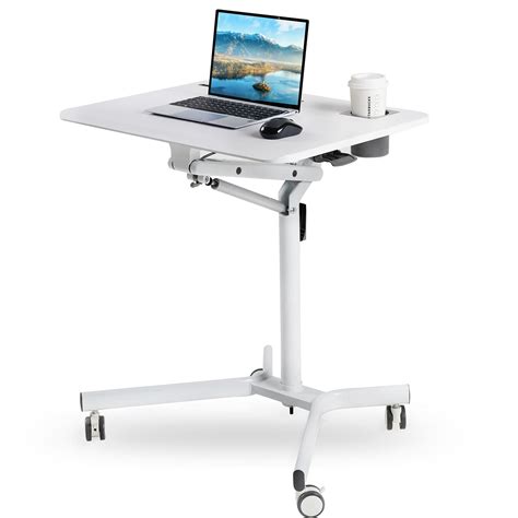Buy Height Adjustable Mobile Desk Sit To Stand Table Rolling Portable