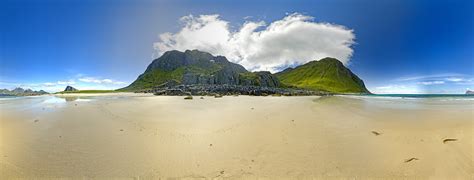 Panorama Sandnes Beach Flakstadøya Lofoten Norway