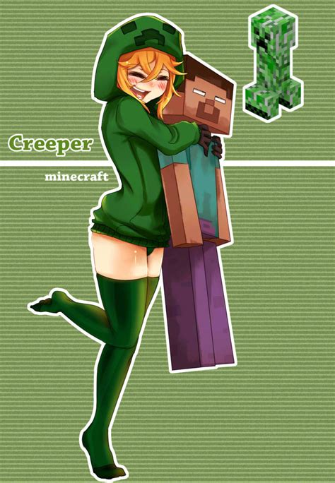 Фото Арт девушки в стиле аниме косплей на Minecraft Creeper
