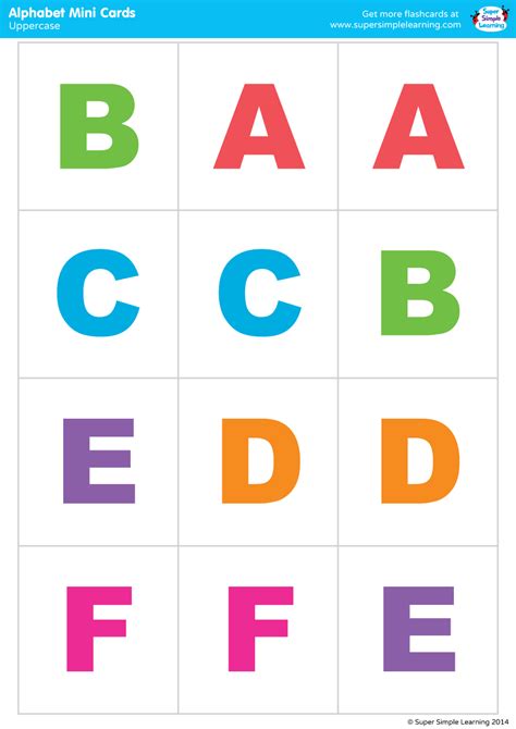 Uppercase Alphabet Mini Cards Colorful Version Super Simple