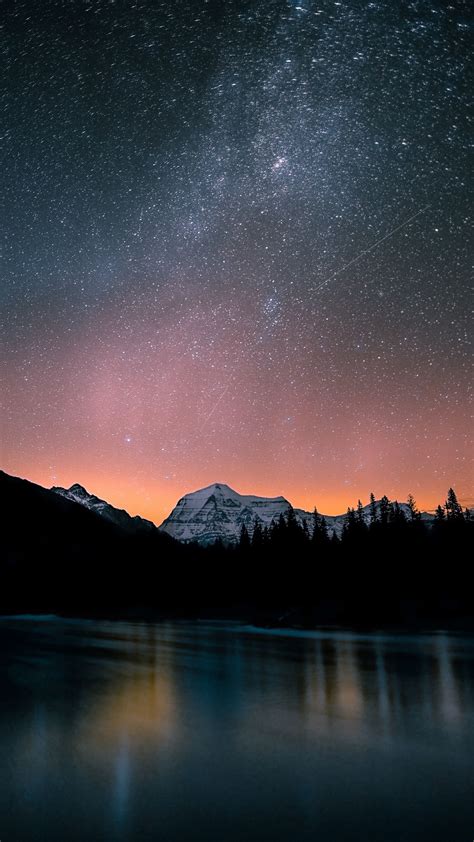 Download 2160x3840 Wallpaper Night Mountain Top Lake Nature 4к