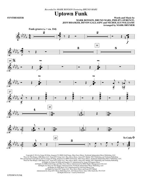 Uptown Funk Synthesizer Sheet Music Direct