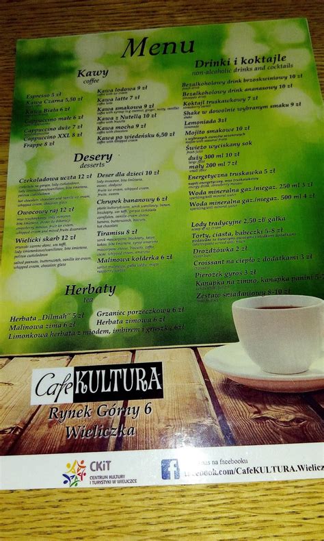 Carta de Café Culture, Wieliczka
