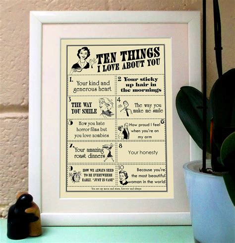 Things I Love About You Personalised Print For Her By Teaonesugar