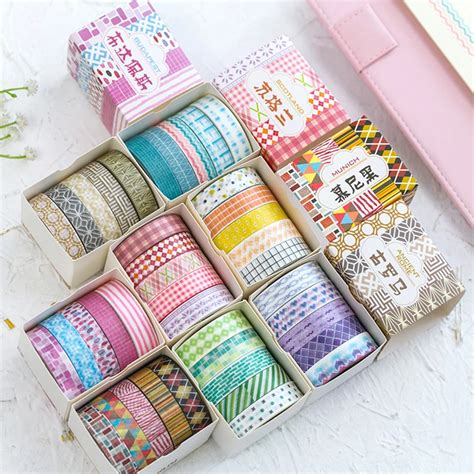 yuxian checkered stripes washi tape 5 pcs box for diy decoration scrapbooking planner and