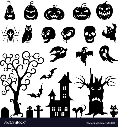 Set Of Halloween Silhouettes Royalty Free Vector Image
