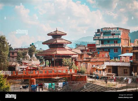 View Onto The River And Temple Complex In Panauti A Beautiful Newari