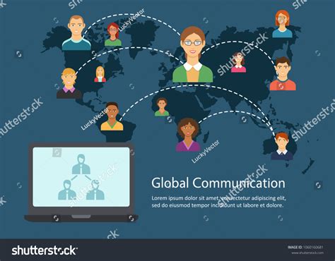 Global Communication Flat Design Poster People Stock Vector Royalty