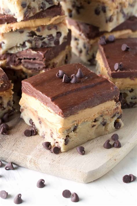 No Bake Peanut Butter Chocolate Chip Cookie Dough Bars The Stay At