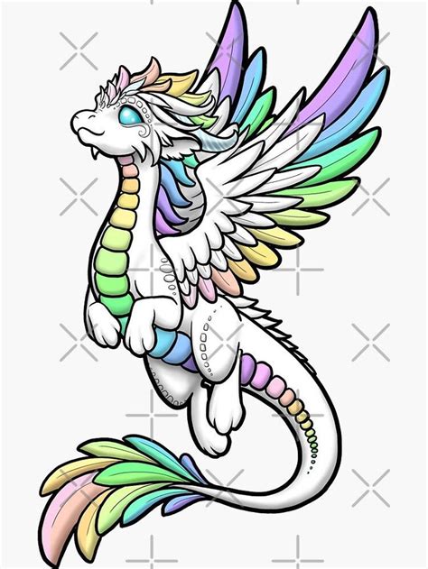 Rainbow Angel Dragon Sticker By Rebecca Golins Easy Dragon Drawings Dragon Artwork Cute