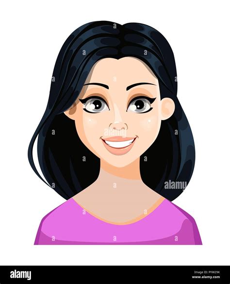Dibujo De Un Personaje De Dibujos Animados Femenina Sonriente Imagen