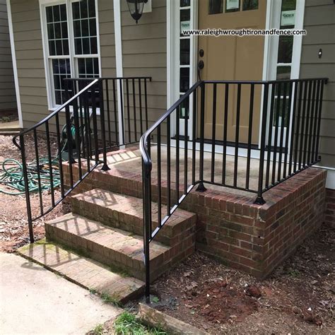 Diy stair railing staircase makeover. Entrance Iron Railings Raleigh NC | Outdoor stair railing, Patio stairs