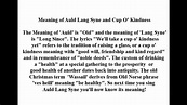 Meaning of Auld Lang Syne - YouTube