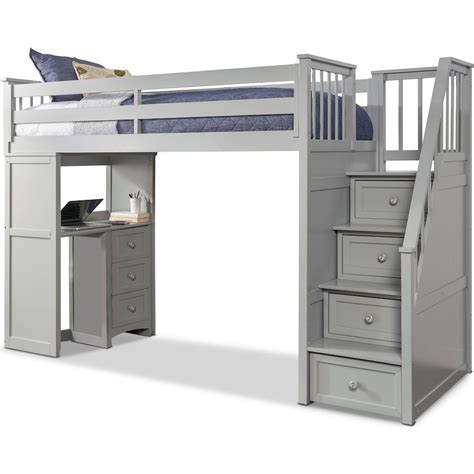 Flynn Loft Bed With Storage Stairs And Desk Value City Furniture