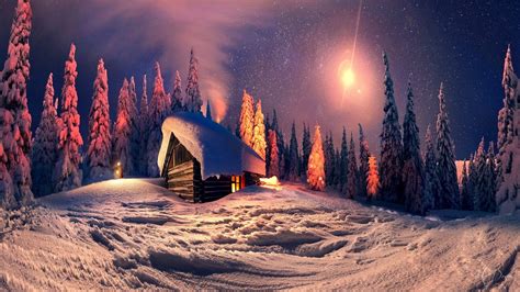 Winter Cabin Wallpaper For Desktop Images