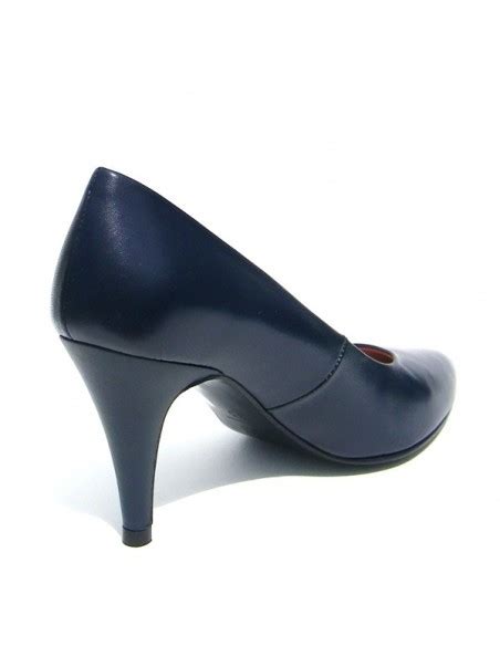 Womens Navy Blue Leather Pumps