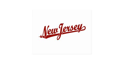 New Jersey Script Logo In Red Postcard Zazzle