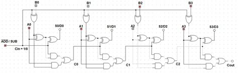 4 Bit Binary Full Adder Circuit Diagram