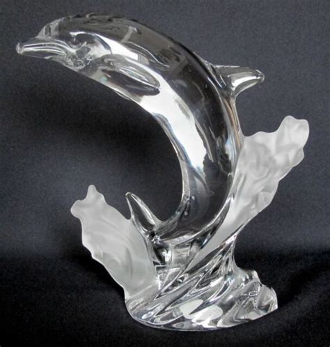 Lenox Crystal Dolphin Figurine With Sticker 1994 Retired Frosted