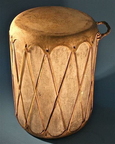 Antique Percussion Musical Instrument Tribal Leather Wooden Drum