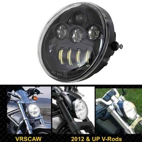 Dot E9 Harley Motorcycle Aluminum Black Headlight For Harley V Rod Vrod