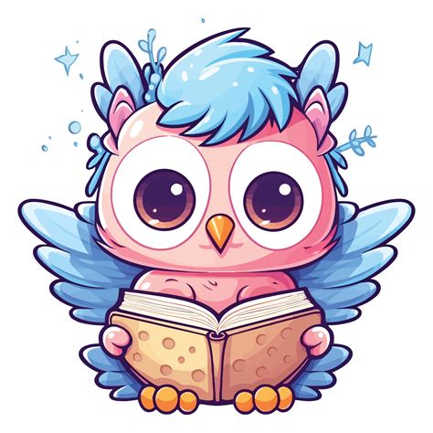 Cute Fairy Owl On Book 2d Illustration Ai Generative 27234931 Png