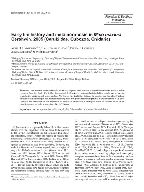 Pdf Early Life History And Metamorphosis In Malo Maxima Gershwin