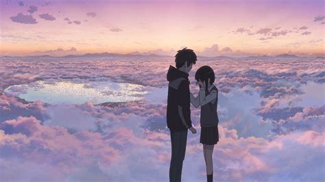 Anime Couple With White Clouds Illustration Hd Wallpaper Wallpaper Flare