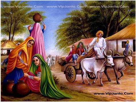 Pintura De Paisaje De La Aldea De Rajasthani Fondos De Pantalla De