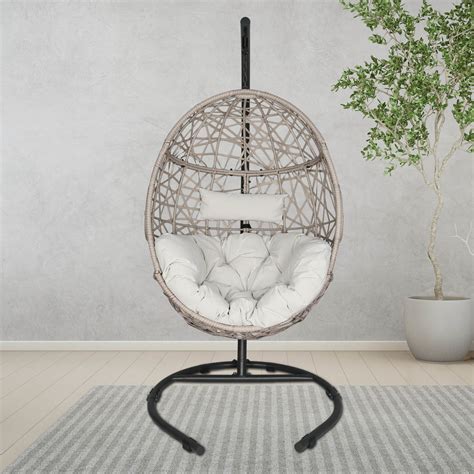 Ulax Furniture Outdoor Patio Wicker Hanging Basket Swing Chair Tear
