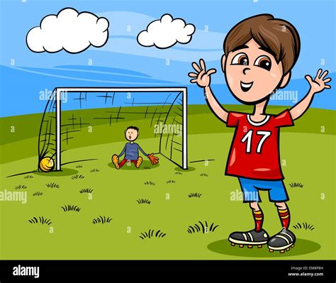 Niño Jugando Fútbol Cartoon Ilustración Imagen Vector De Stock Alamy