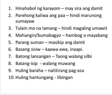 Sampung Halimbawa Ng Sawikain Sa Filipino Sampung Swerte