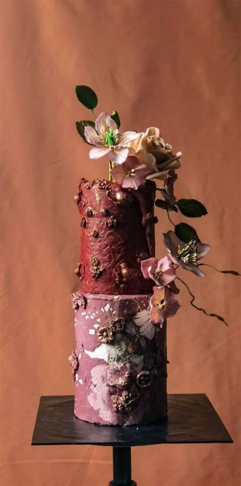 Wedding Cake Ideas For Burgundy Dusty Pink Cake